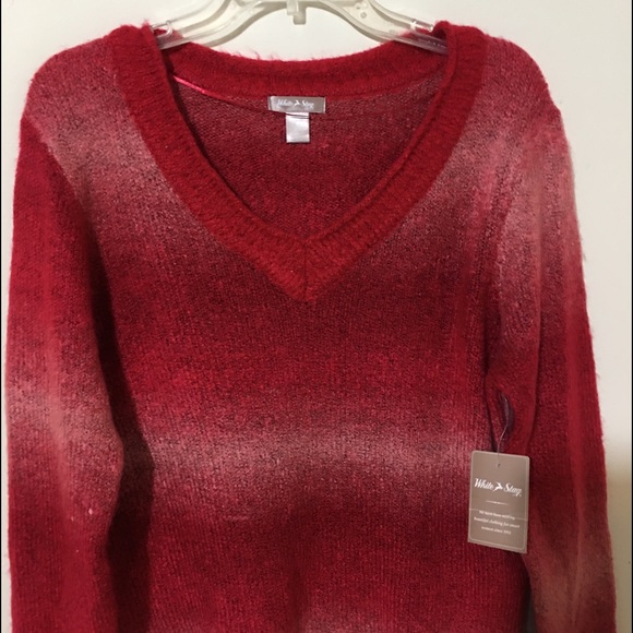Sweaters - WHITE STAG Red Ombré V-Neck Pullover Sweater